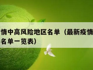 最新疫情中高风险地区名单（最新疫情中高风险地区名单一览表）